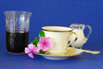 Juice and Coffee Served in Fine China and Crystal