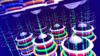 Abstract colorful disc clusters put aslant