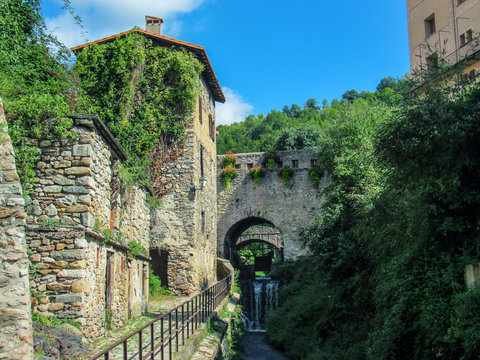 View of chanel in Prats-de-Mollo-la-Preste, Lagardia, Pyrenees-Orientales, France