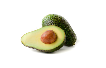 Fresh avocado. Sliced avocado fruit isolated on white