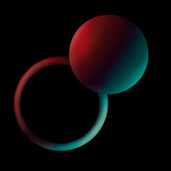 Abstract neon retro 3d cirkle background isolated at black. 