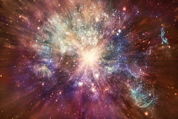 Artistic Abstract Multicolored Glowing Galaxy With An Exploding Star in Center Artwork