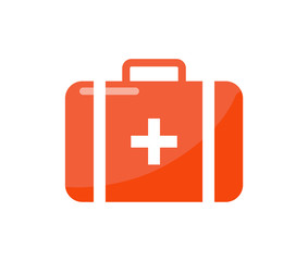 First Aid Suitcase in Cartoon Style Isolated Badge
