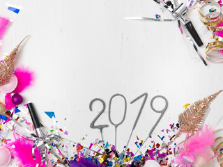 colorful new year background with many new year item on white background