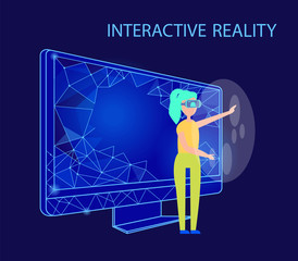 Interactive Reality Female Wearing Glasses Vector