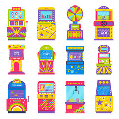 Game Machines Playing and Gambling Set Vector