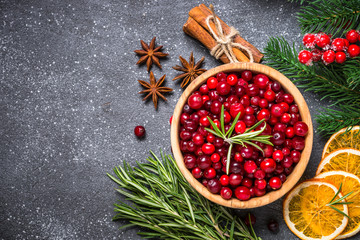 Christmas food drink or baking background top view.  