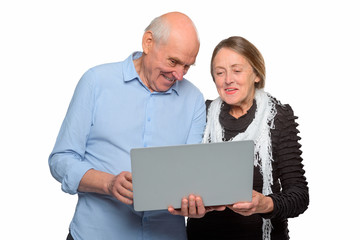 Old couple using video call