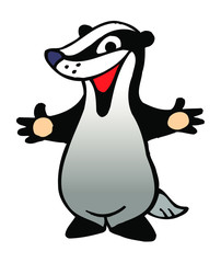 badger mascot big hug cartoon