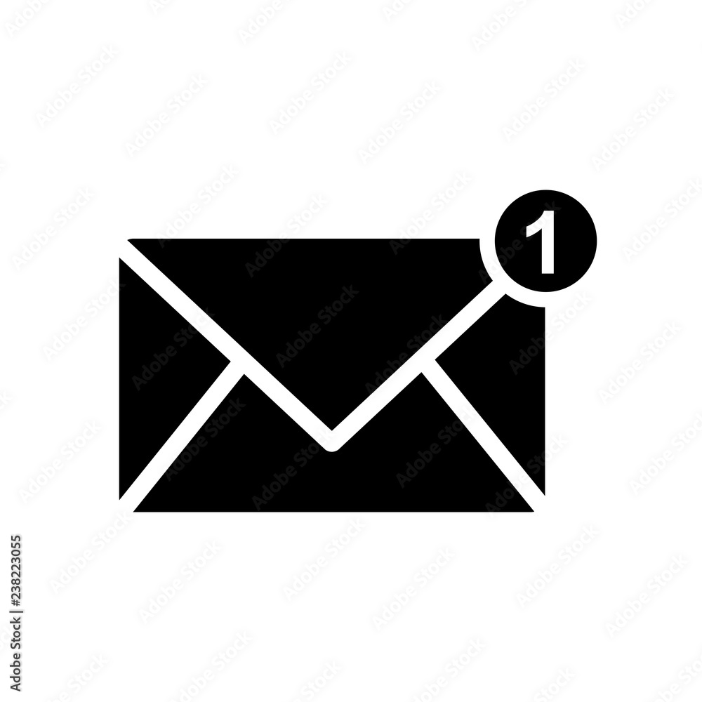 Poster new message, one new incoming message envelope with notification, vector object