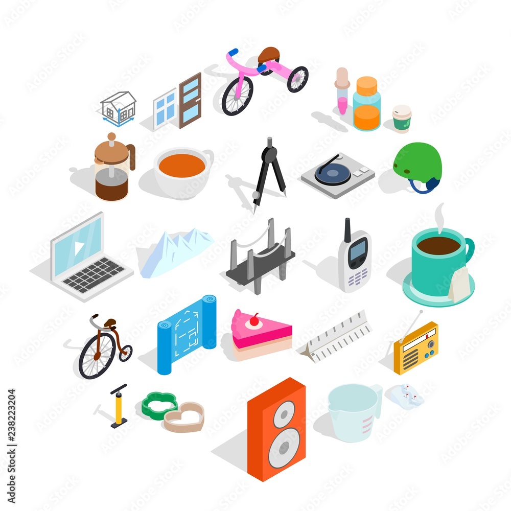 Poster device for construction icons set. isometric set of 25 device for construction vector icons for web 