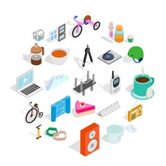 Device for construction icons set. Isometric set of 25 device for construction vector icons for web isolated on white background