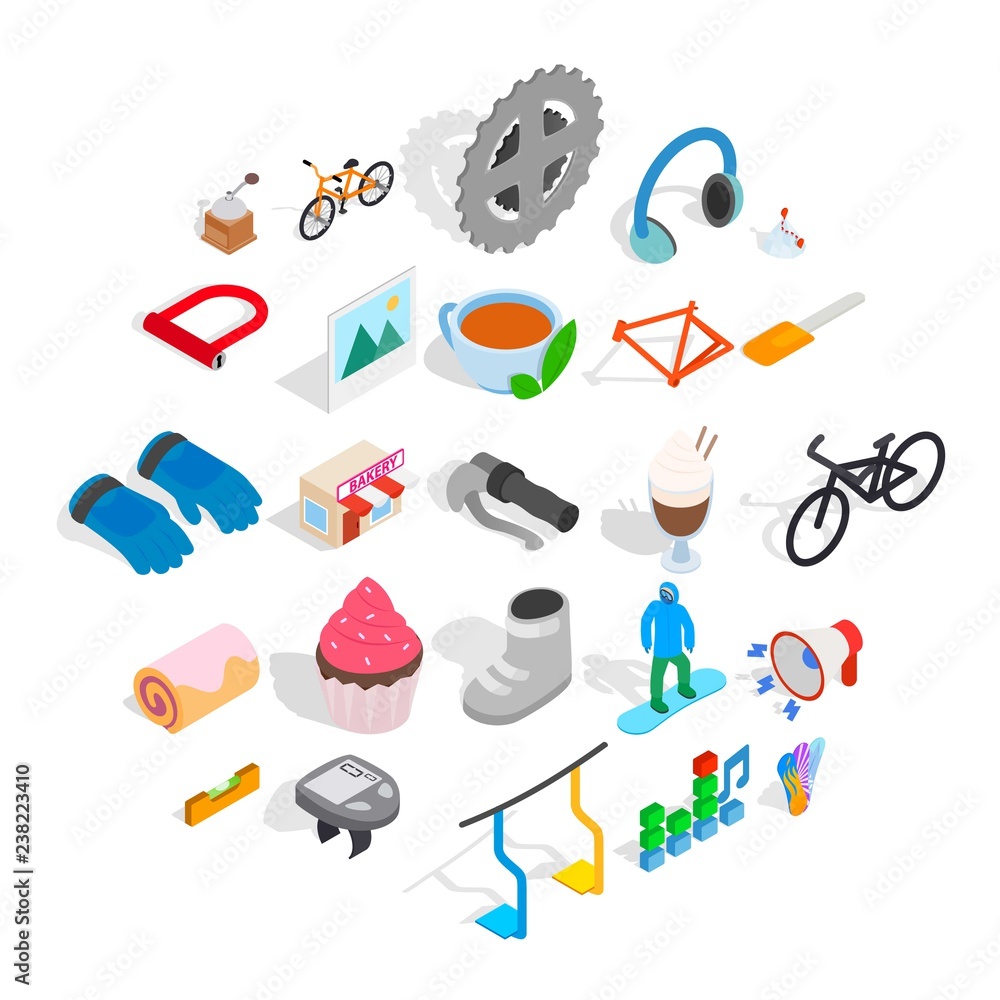 Poster lunch break icons set. isometric set of 25 lunch break vector icons for web isolated on white backgr