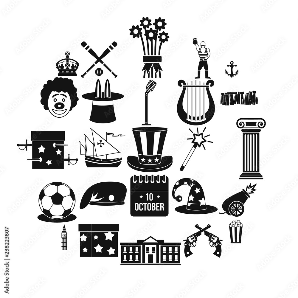 Poster top hat icons set. simple set of 25 top hat vector icons for web isolated on white background