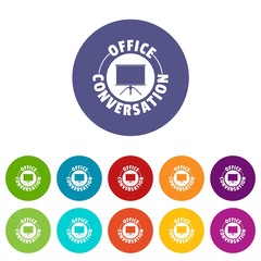 Conversation office icons color set vector for any web design on white background