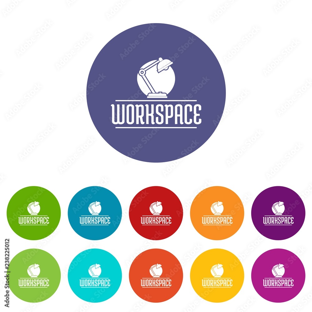 Poster workspace icons color set vector for any web design on white background