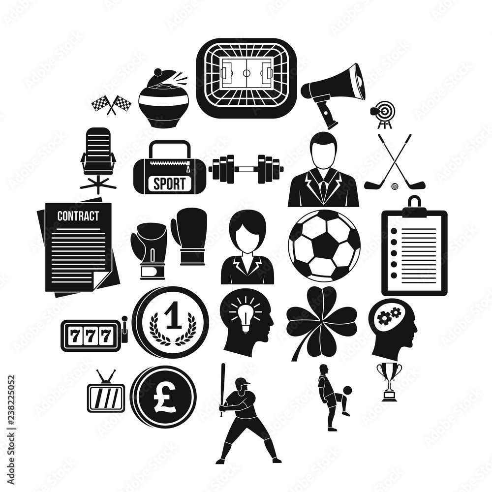Poster fictitious match icons set. simple set of 25 fictitious match vector icons for web isolated on white