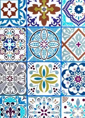 Papier peint Tuiles marocaines Ensemble en céramique mexicaine Talavera. Céramique traditionnelle mexicaine talavera de Puebla