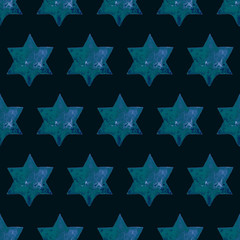 Seamless Watercolor Stars Pattern. Magic Festive Background. Hand Drawn Doodle Stars. Baby Design. Abstract Rapport for Wallpaper, Textile, Linen, Wrapping, Posters, Cards, Banner. New Year, Birthday 