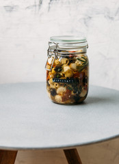 Jar with italian antipasto