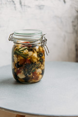 Jar with italian antipasto