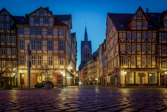 Kramerstrasse in Hannover Altstadt an einem fr&uuml;hen Morgen