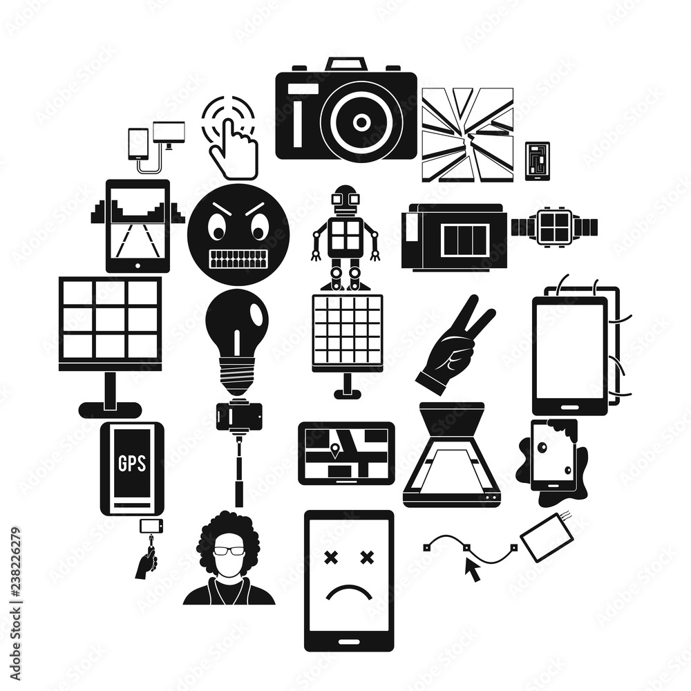 Poster mobile monitor icons set. simple set of 25 mobile monitor vector icons for web isolated on white bac
