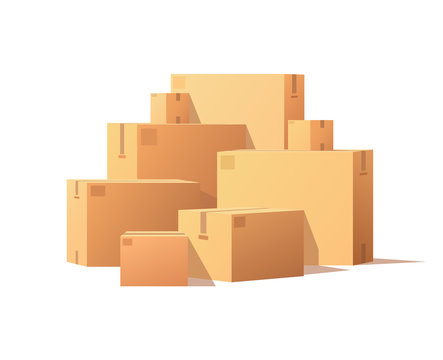 Pile Parcel Cardboard Boxes Stacked Sealed Goods