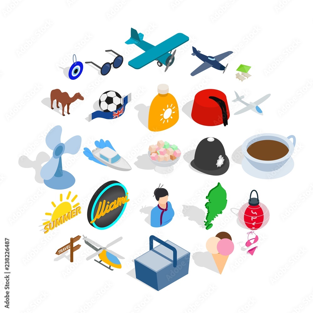 Poster touring icons set. isometric set of 25 touring vector icons for web isolated on white background