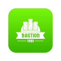 Kingdom bastion icon green vector isolated on white background
