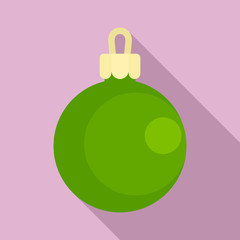 Green ball xmas toy icon. Flat illustration of green ball xmas toy vector icon for web design