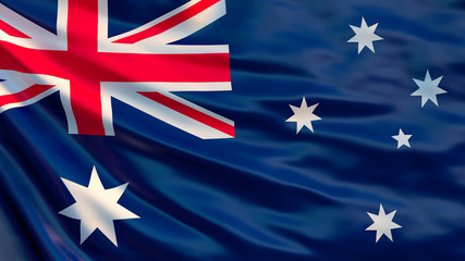 Australian flag. Waving australian flag 3d illustration