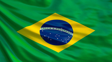 Fototapeta premium Brasil. Waving Brasilian flag. 3D illustration