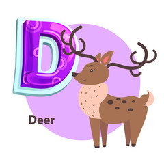 ABC Flashcard with Deer for D Letter Presentation