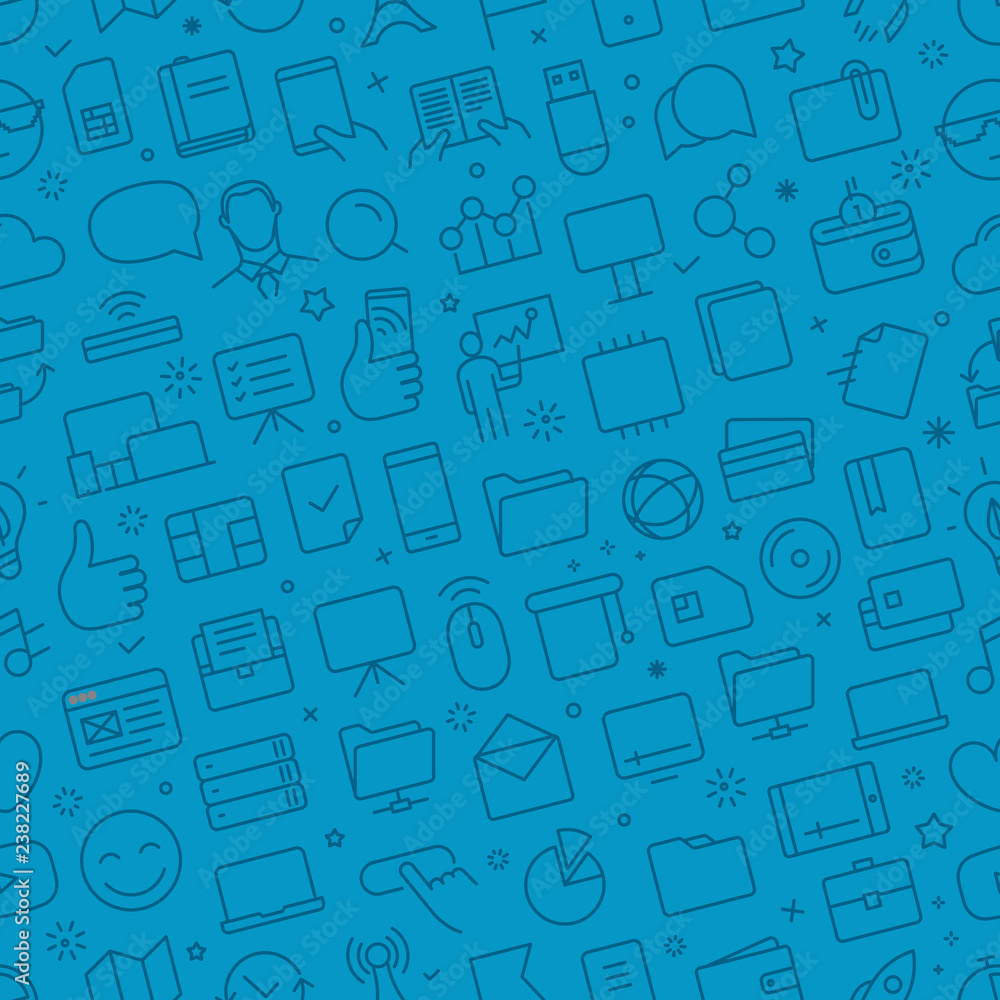 Poster Vector seamless pattern of different web icons set