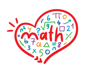 hand drawing heart shape in math symbols