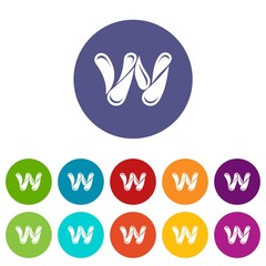 Aqua icons color set vector for any web design on white background