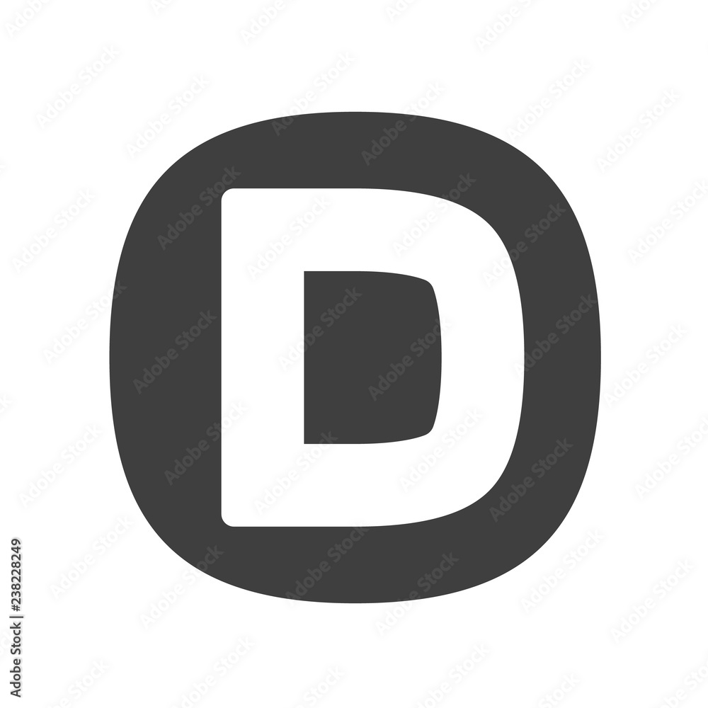 Poster Letter D flat web icon or sign isolated on white background. Vector web icon template