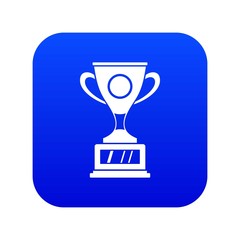 Winner cup icon digital blue for any design isolated on white vector illustration