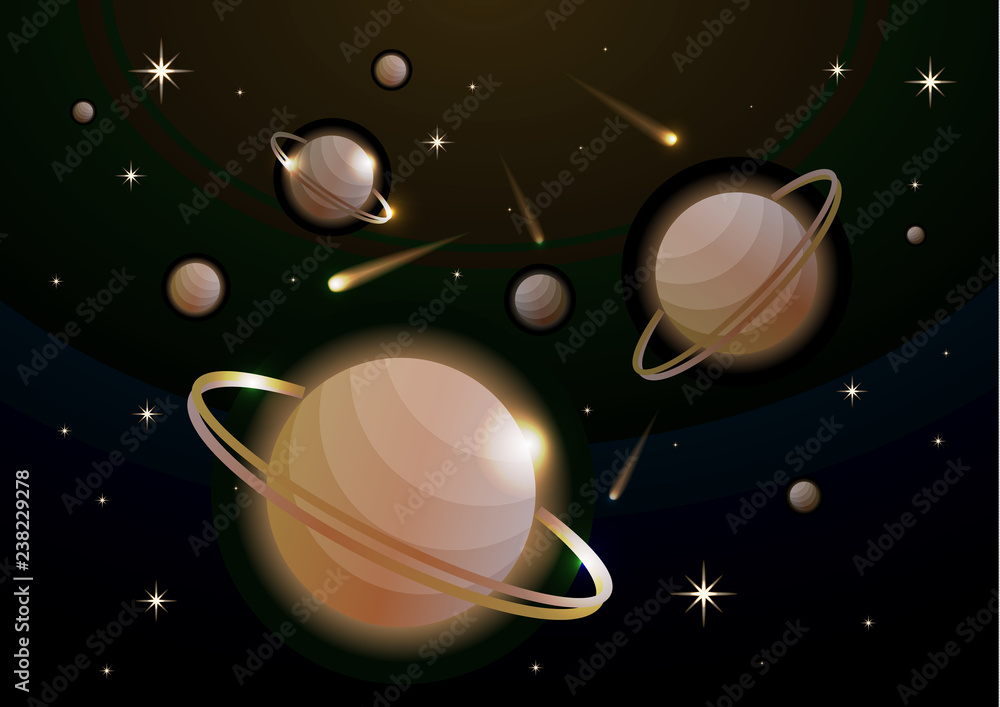 Canvas Prints fantastic space background with planets with ring, stars and comets. astronomy and space, celestial 