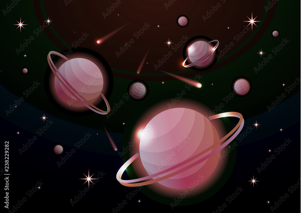 Canvas Prints fantastic space background with planets with ring, stars and comets. astronomy and space, celestial 