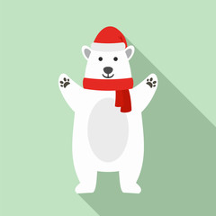 Polar bear xmas icon. Flat illustration of polar bear xmas vector icon for web design