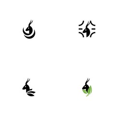 Deer Silhouette Set Idea Animal Wildlife Vector Logo 