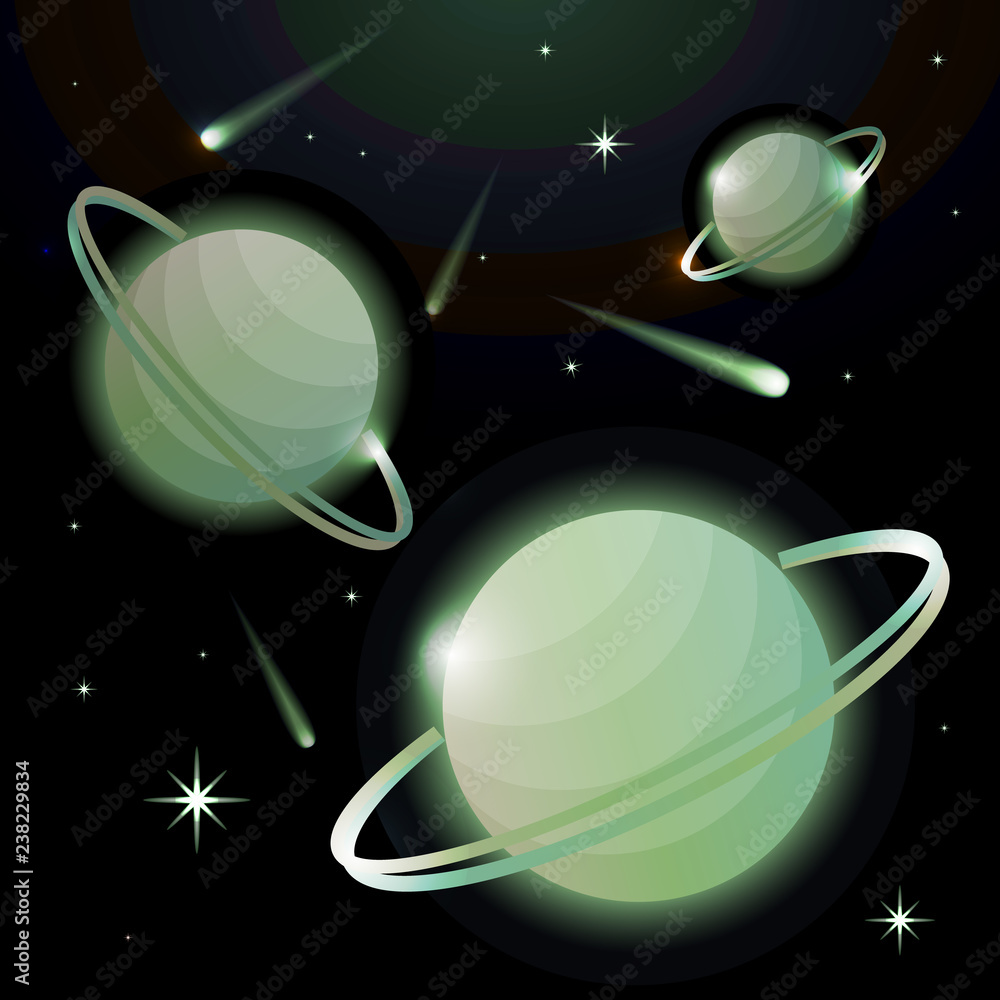 Canvas Prints fantastic space background with planets with ring, stars and comets. astronomy and space, celestial 