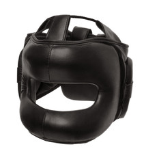 Boxing leather helmet - black