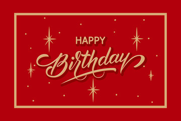 Fototapeta na wymiar Elegant vector Happy Birthday card. Vector congratulation card with starry background, frame and beautiful typography. Minimalistic backdrop with anniversary greeting. Artistic lettering