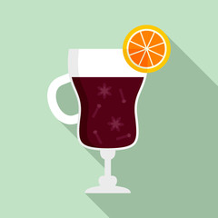 Mulled wine glass icon. Flat illustration of mulled wine glass vector icon for web design