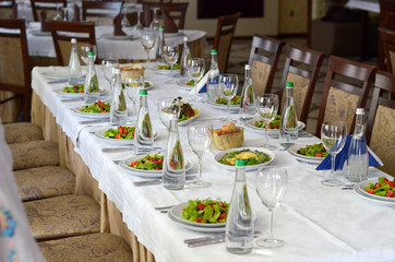 table set for dinner. elegant table setting
