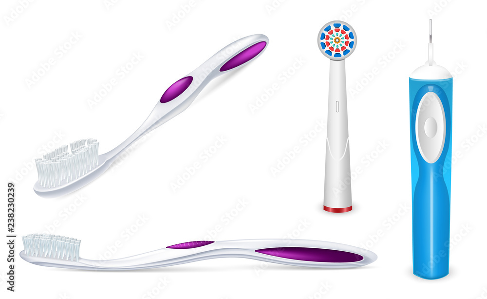 Poster toothbrush icon set. realistic set of toothbrush vector icons for web design isolated on white backg