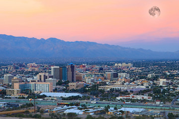 Moon rising over Tucson, Arizona